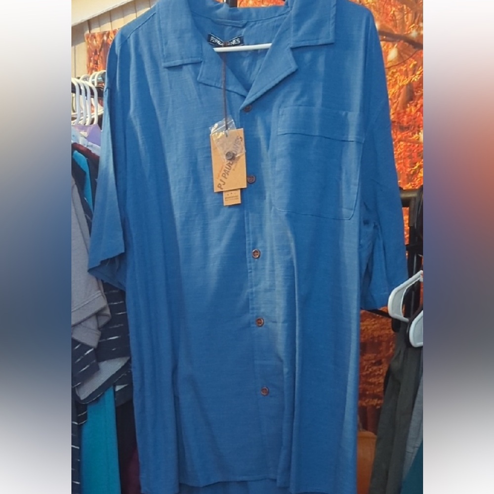 🔥 PJ Paul Jones Men’s Blue Short Sleeve Button Down Camp Shirt | Size XL | NWT 🔥